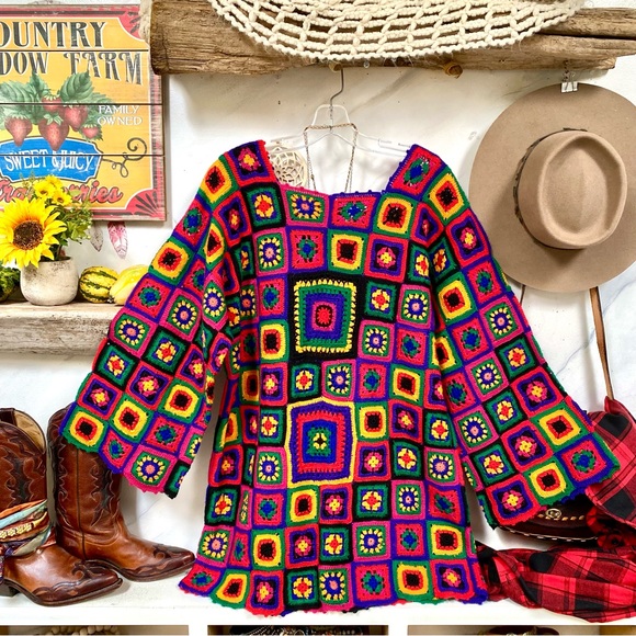 Colorful Crochet Mini Dress - Picture 11 of 15